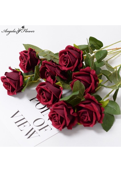Kırmızı 3 Adet Flanel El Hissediyorum Inci Gül Yapay Çiçek Gelin Buketi Düğün Çiçek Aranjmanı Ev Masa Dekor Sevgililer Günü Hediyesi (Yurt Dışından) fiyatları