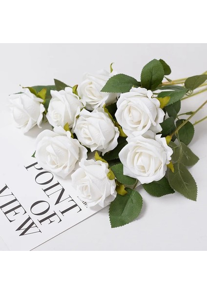 Kırmızı 3 Adet Flanel El Hissediyorum Inci Gül Yapay Çiçek Gelin Buketi Düğün Çiçek Aranjmanı Ev Masa Dekor Sevgililer Günü Hediyesi (Yurt Dışından) indirimleri