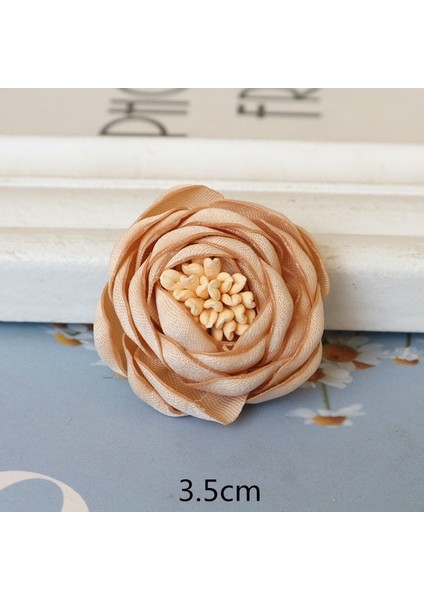 Stil 9 10 Adet/grup Bej Serisi Kamelya Gül Şifon Kumaş Yapay Çiçek Kafa Düğün Elbisesi Giyim Dekorasyon Headdress (Yurt Dışından)