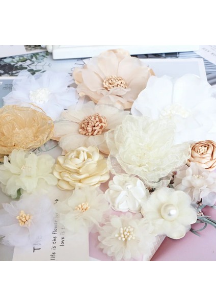 Stil 9 10 Adet/grup Bej Serisi Kamelya Gül Şifon Kumaş Yapay Çiçek Kafa Düğün Elbisesi Giyim Dekorasyon Headdress (Yurt Dışından) modelleri