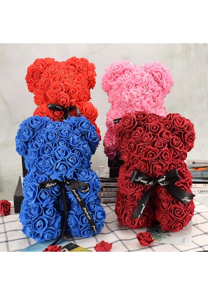 Gri 25CM Hiçbir Kutu Güzel Sevgililer Günü Hediyesi 25CM Kırmızı Gül Ayı Gül Çiçek Yapay Dekorasyon Yılbaşı Hediyeleri Kadınlar Sevgililer Hediye Ev Dekor (Yurt Dışından)