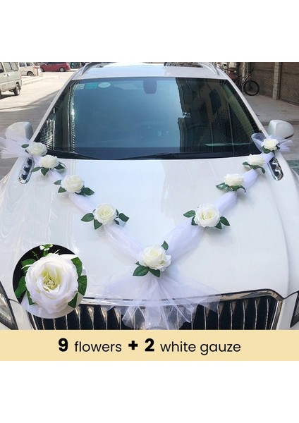 Beyaz Gül Yapay Çiçek Düğün Gelin Tül Araba Süslemeleri Için Kapı Kolu Kurdeleler Ipek Festivali Ziyafet Hediye Ev Dekor (Yurt Dışından)