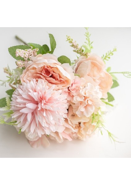 Pembe Ortanca Yapay Çiçekler Şakayık Buketi Ipek Top Çiçek Açan Sahte Çiçek Düğün Centerpieces Sahne Ev Masa Dekorasyon Mavi (Yurt Dışından)