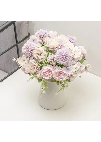 Pembe Ortanca Yapay Çiçekler Şakayık Buketi Ipek Top Çiçek Açan Sahte Çiçek Düğün Centerpieces Sahne Ev Masa Dekorasyon Mavi (Yurt Dışından) indirimleri