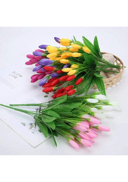 Mor 21 Kafaları Lale Yapay Çiçek Ipek Lavanta Laleler Buket Düğün Dekorasyon Çiçekler Ev Garen Dekor Için Sahte Çiçek (Yurt Dışından) modelleri