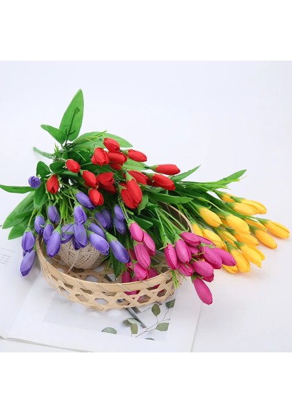 Mor 21 Kafaları Lale Yapay Çiçek Ipek Lavanta Laleler Buket Düğün Dekorasyon Çiçekler Ev Garen Dekor Için Sahte Çiçek (Yurt Dışından) indirimleri