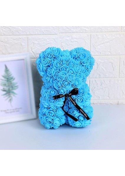 Taçlı Gök Mavisi Yapay Çiçekler 25 cm Gül Ayı Kız Arkadaşı Yıldönümü Noel Sevgililer Günü Hediyesi Doğum Günü Hediyesi Anne Partisi Için (Yurt Dışından)