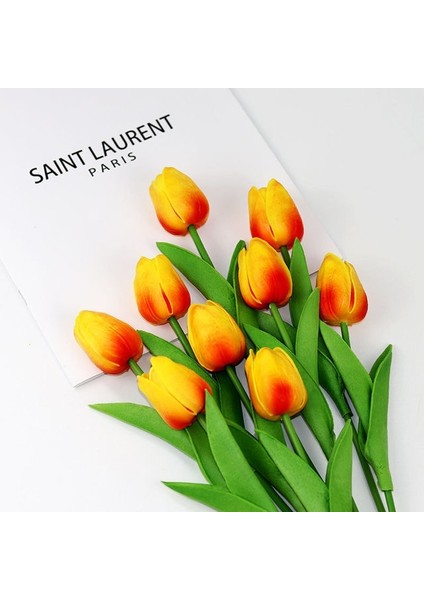 Turuncu 1 Parça Yapay Çiçekler Bahçe Laleler Gerçek Dokunmatik Çiçekler Lale Buketi Dekor Mariage Ev Düğün Dekorasyon Için Sahte Çiçekler (Yurt Dışından)