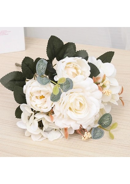 Beyaz Avrupa Ipek Şakayık Yapay Çiçek Dekorasyon Buket Düğün Gelin Holding Çiçekler Ev Düzenleme Sahte Çiçekler (Yurt Dışından)