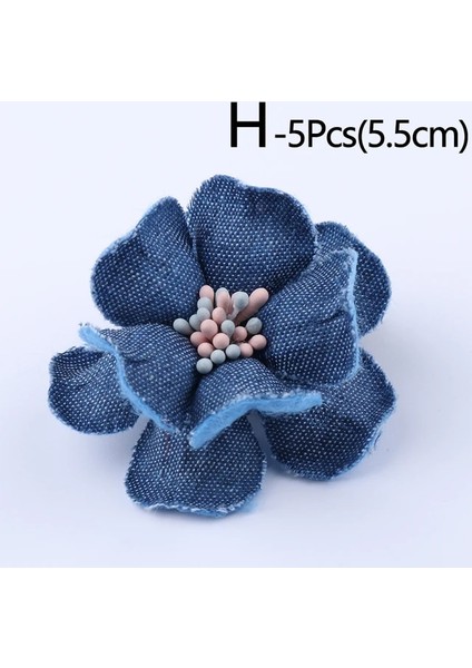 H 5 Adet/grup Mavi Denim Kumaş Çiçek Elbise Şapka Elbise Dekorasyon Çiçek El Yapımı Headdress Zanaat Dıy Saç Aksesuarları Malzemeleri (Yurt Dışından)