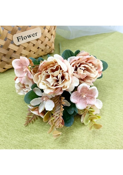 Şampanya 03 Yapay Çiçekler 6 Kafaları Yapay Şakayık Pembe Ipek Çay Gül Dıy Ev Bahçe Düğün Dekorasyon Için Dıy Yapay Sahte Çiçek (Yurt Dışından)