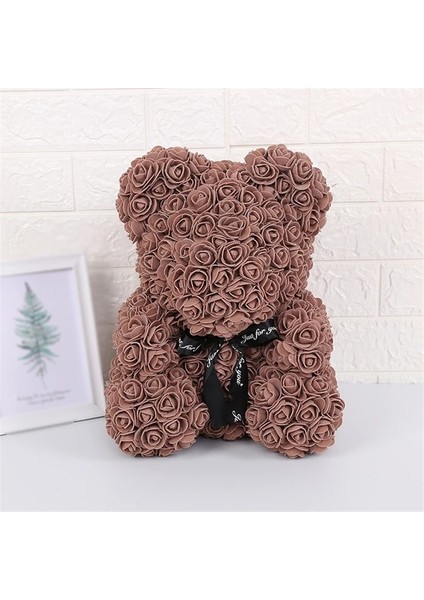 Kutu ve Işık ile Kahve Teddy Rose Bear 25CM Yapay Çiçekler Kutu Işığı ile Gül Ayı Anne Kız Arkadaşı Düğün Yıldönümü Doğum Günü Sevgililer Günü Hediyesi (Yurt Dışından)