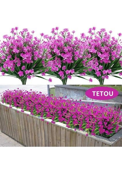 B Pembe Sahte Yapay Çiçekler Dekorasyon Için Açık Uv Dayanıklı Solmaz Sahte Plastik Bitkiler Bahçe Sundurma Pencere Mutfak Ofis Masası (Yurt Dışından) fiyatları