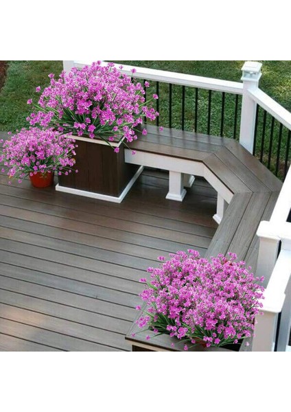 B Pembe Sahte Yapay Çiçekler Dekorasyon Için Açık Uv Dayanıklı Solmaz Sahte Plastik Bitkiler Bahçe Sundurma Pencere Mutfak Ofis Masası (Yurt Dışından) indirimleri