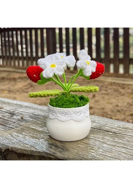 Çilek-Tığ Işi Ayçiçeği Saksı Bitki, Sahte Çiçek Bonsai, Gül, Kaktüs, Antoryum, Calla, Yonca, Lale, Papatya, Ev Masası Dekoru Için Dokuma Hediye (Yurt Dışından)