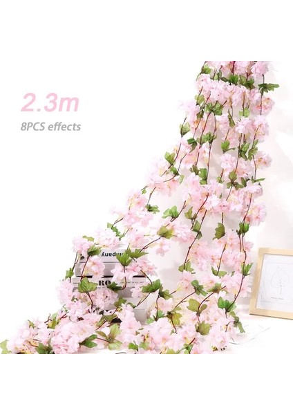 2.3 M-Pembe 180 cm Yapay Çiçekler Kiraz Çiçeği Sakura Çelenk Düğün Kemer Bahçe Zemin Ev Partisi Dekorasyon Ipek Sahte Bitkiler Vine (Yurt Dışından) fiyatları