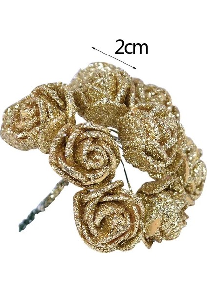 C07-36PCS 10-36 Adet Glitter Gül Kırmızı Kırmızı Pembe Altın Yapay Gül Köpük Çiçek Buketi Gelin Parti Düğün Parti Dekorasyon Sahte Buket (Yurt Dışından) modelleri
