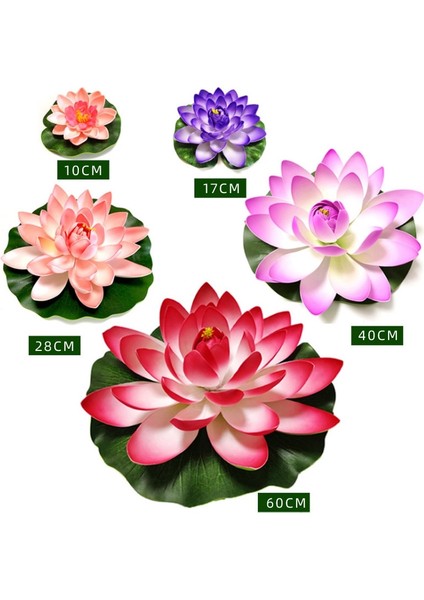 17 cm Mor 10/17/28/40/60 cm Lotus Yapay Çiçek Yüzen Sahte Lotus Bitki Gölet Bahçe Dekor Için Gerçekçi Nilüfer Mikro Peyzaj (Yurt Dışından)