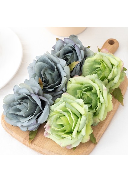 Mavi 5 Adet Gül Kafaları Yapay Ipek Çiçekler Düğün Ev Partisi Doğum Günü Noel Kek Dekorasyon Dıy Çelenk Beyaz Sahte Çiçek (Yurt Dışından) indirimleri