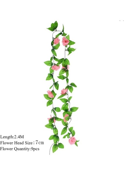 F02 Pembe Asma 2.3 M Çiçek Çelenk Yapay Çiçek Dize Yaprakları ile Ipek Sakura Kiraz Çiçeği Sarmaşık Asma Ev Bahçe Düğün Kemer Dekor Için (Yurt Dışından)