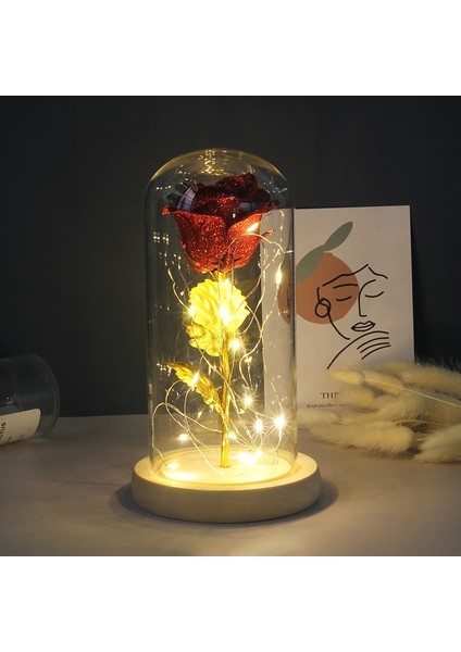 Hong Yapay Çiçekler Güzellik ve Çirkin Ebedi Gül Cam Kapak Sevgililer Günü Düğün Doğum Günü Dekor Hediye Için (Yurt Dışından)