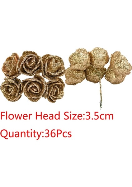 C01-36PCS 10-36 Adet Glitter Gül Kırmızı Kırmızı Pembe Altın Yapay Gül Köpük Çiçek Buketi Gelin Parti Düğün Parti Dekorasyon Sahte Buket (Yurt Dışından)
