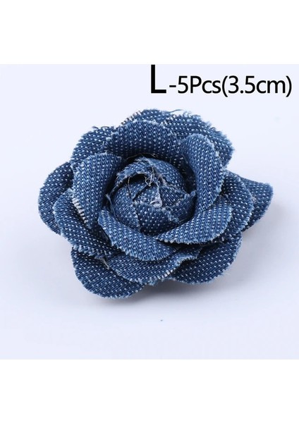 L 5 Adet/grup Mavi Denim Kumaş Çiçek Elbise Şapka Elbise Dekorasyon Çiçek El Yapımı Headdress Zanaat Dıy Saç Aksesuarları Malzemeleri (Yurt Dışından)