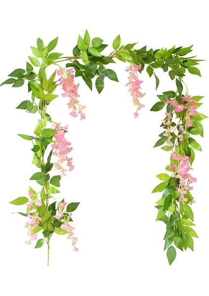 Pembe Wisteria 180 cm Sahte Sarmaşık Wisteria Kiraz Çiçekleri Yapay Bitki Vine Garland Bahçe Süslemeleri Için Düğün Ev Arch Çiçek Dekor (Yurt Dışından)