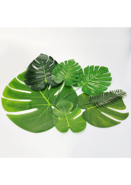 5 Adet-38.5 cm Yapay Kaplumbağa Yaprakları Yeşil Altın Tropikal Palmiye Yaprakları Monstera Sahte Yapraklar Orman Doğum Günü Hawaii Parti Süslemeleri (Yurt Dışından)