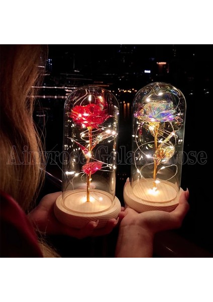 Ahşap Taban-Kırmızı Kadınlar Için Hediyeler Güzel ve Çirkin Korunmuş Güller Cam Galaxy Gül LED Işık Yapay Çiçek Kızlar Için Doğum Günü Hediyesi (Yurt Dışından) indirimleri