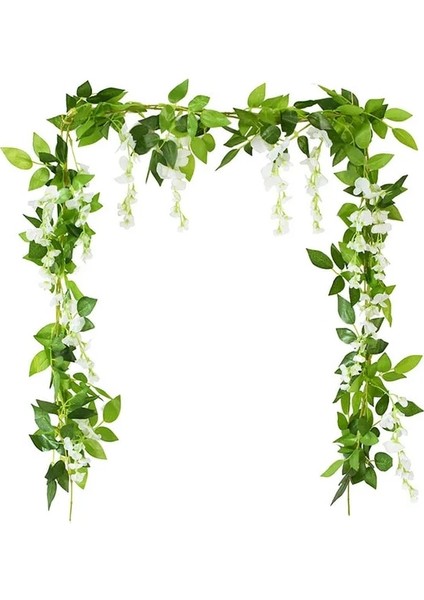 Beyaz Wisteria 180 cm Sahte Sarmaşık Wisteria Kiraz Çiçekleri Yapay Bitki Vine Garland Bahçe Süslemeleri Için Düğün Ev Arch Çiçek Dekor (Yurt Dışından)