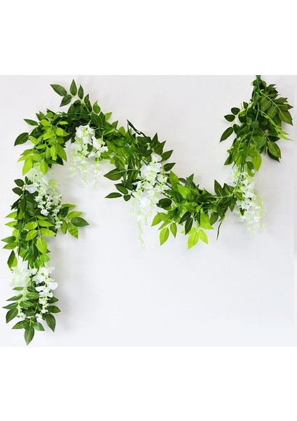 Beyaz Wisteria 180 cm Sahte Sarmaşık Wisteria Kiraz Çiçekleri Yapay Bitki Vine Garland Bahçe Süslemeleri Için Düğün Ev Arch Çiçek Dekor (Yurt Dışından) fırsatları