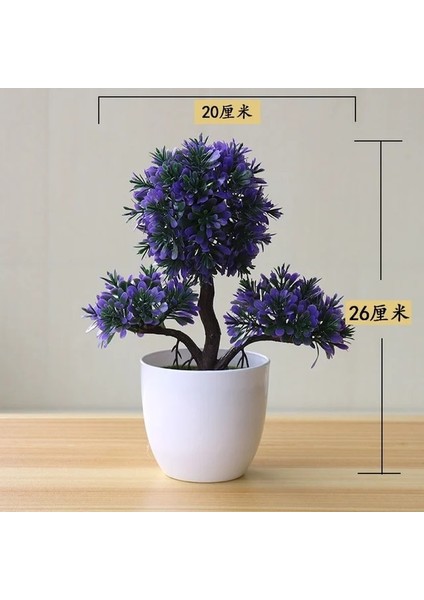 Yingsong Mor Plantas Artificiales Yapay Bitki Bonsai Küçük Ağaç Saksı Yatak Odası Dekor Süsler Ev Odası Masa Tropikal Bahçe Dekorasyon (Yurt Dışından)