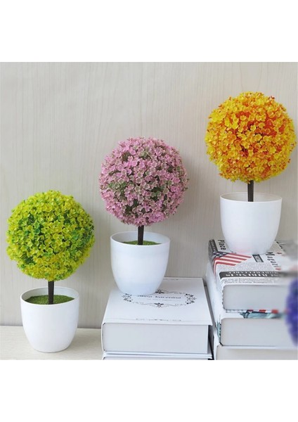 Yingsong Mor Plantas Artificiales Yapay Bitki Bonsai Küçük Ağaç Saksı Yatak Odası Dekor Süsler Ev Odası Masa Tropikal Bahçe Dekorasyon (Yurt Dışından)