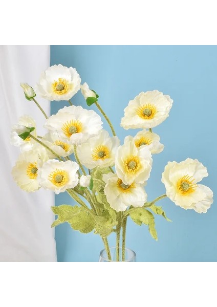 Beyaz 4 Kafa Yapay Haşhaş Çiçekleri Düğün Simülasyon Gelincikler Düğün Dekorasyon Ev Dekorasyon Süsler Ipek Çiçekler Çiçekler (Yurt Dışından)