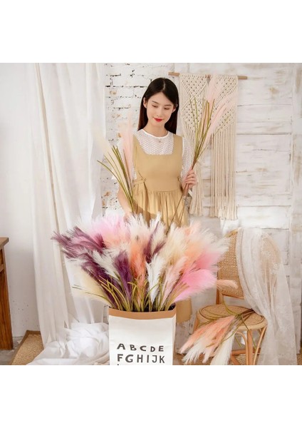 F Kahve 5 Adet/55 cm Yapay Pampas Kamış Buket Bohemian Kamış Simülasyon Yeşil Bitki Dıy Aile Dekorasyon Düğün Parti Dekorasyon (Yurt Dışından) fırsatları