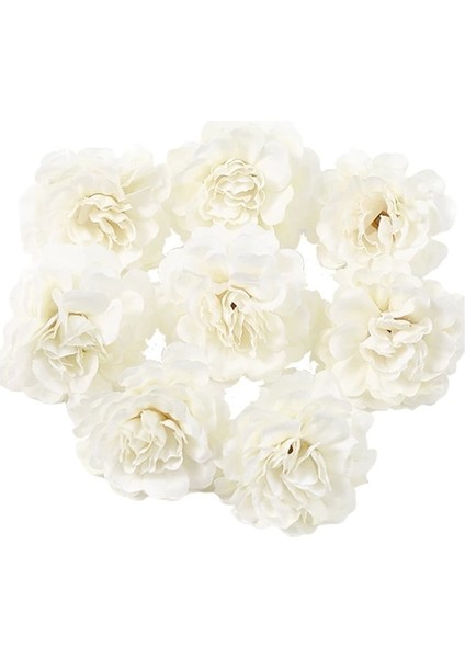 Sütlü Beyaz 10 Adet Ipek Gül Yapay Çiçek Kafa Sahte Çiçek Ev Dekor Için Noel Partisi Evlilik Düğün Dekorasyon Dıy Çelenk Aksesuarları (Yurt Dışından)