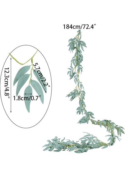 G01-184CM Yeşil Okaliptüs Yaprakları Çelenk Wisteria Yapay Çiçekler Rattan Sahte Bitki Ipek Yaprak Sarmaşıklar Düğün Doğum Günü Partisi Dekoru Için (Yurt Dışından)