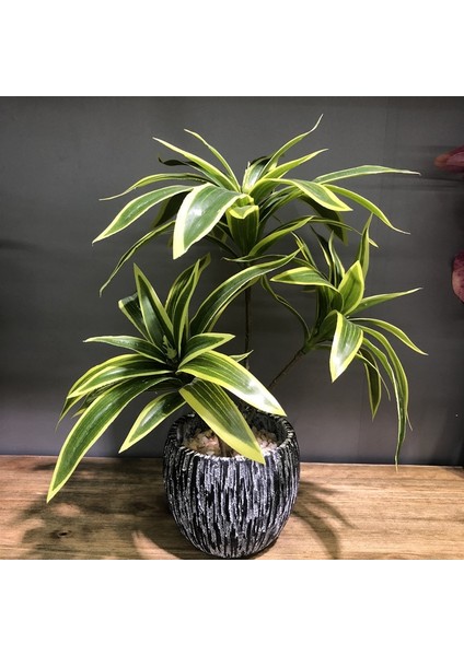 H 35 cm 3 Çatal Yapay Masaüstü Sahte Bitkiler Yeşil Plastik Palmiye Ağacı Demet Çiçek Malzeme Ofis Oturma Odası Noel Ev Dekor (Yurt Dışından)