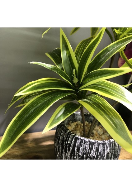 H 35 cm 3 Çatal Yapay Masaüstü Sahte Bitkiler Yeşil Plastik Palmiye Ağacı Demet Çiçek Malzeme Ofis Oturma Odası Noel Ev Dekor (Yurt Dışından) fırsatları