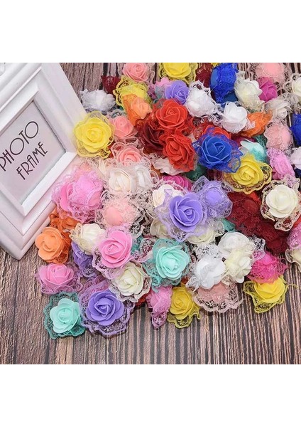F09-SARI 20 Adet 50 Adet Yapay Köpük Dantel Gül Kafaları 3.5 cm Çiçek Dıy Çelenk Ev Düğün Dekorasyon Scrapbooking Çiçekler Sahte Çiçek Kafa (Yurt Dışından) fiyatları