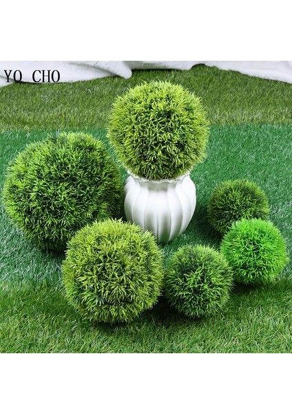 Yeşil 25 cm Yo Cho Yapay Bitkiler Büyük Yeşil Taklit Plastik Çim Boule Ev Bahçe Dış Dekorasyon Için Sahte Çiçek Topu (Yurt Dışından)