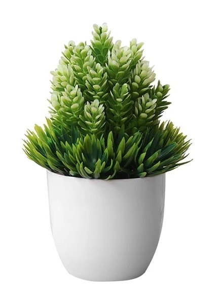 Beyaz Yeşil Karşılama Çam Bonsai Yapay Plastik Yeşil Bitki Saksı Sahte Küçük Ağaç Ev Masa Dekorasyon Bahçe Düzenleme Süsler (Yurt Dışından)