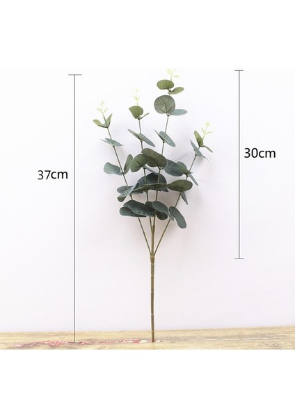 Yeşil Yeşil Yapay Yapraklar Büyük Okaliptüs Yaprağı Bitkiler Duvar Malzemesi Dekoratif Sahte Bitkiler Ev Mağaza Bahçe Partisi Dekoru 37 cm (Yurt Dışından)