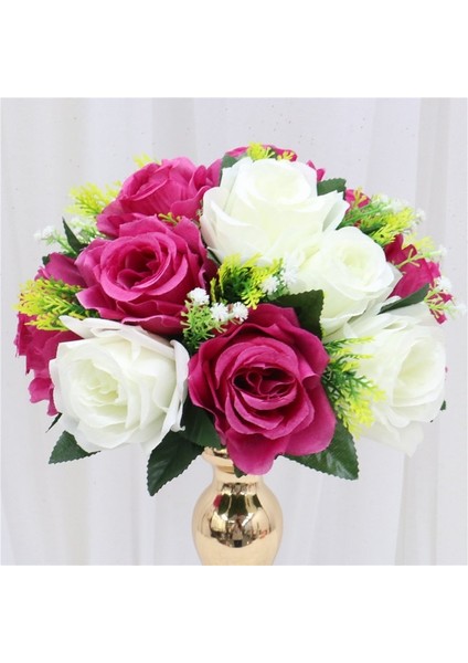 Gül Kırmızı 26CM Yapay Çiçek Topu Kumaş Plastik Simülasyon Masa Centerpieces Dekor Düğün Için Yol Kurşun Çiçek Buketi Parti Sahne (Yurt Dışından)