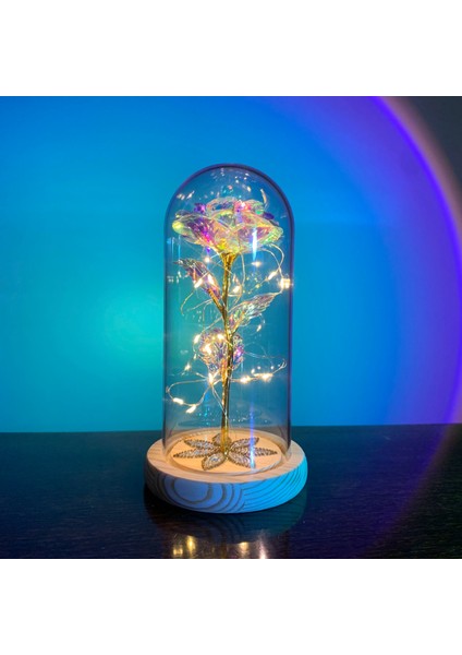 003 2020 LED Büyülü Galaxy Gül Ebedi 24K Altın Folyo Çiçek Noel Sevgililer Günü Hediyesi Için Kubbede Peri Dize Işıkları ile (Yurt Dışından) fiyatları