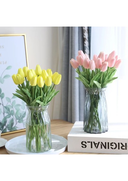 Büyük Kırmızı 5 Adet Renkli Lale Yapay Çiçek Plastik Yeşil Bitki Buketi Ev Düğün Dekorasyon Için Gerçekçi Şekil (Yurt Dışından) fiyatları