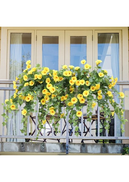 K Asılı Yapay Ipek Morning Glory Taklit Çiçek Askılığı Düğün Bahçe Dekor Sahte Bitki Canlı Renk Çiçek Duvar Dekor (Yurt Dışından) modelleri