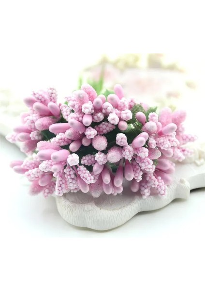 Pembe 12 Adet Mini Tomurcuk Stamens Aile Bahçesi El Yapımı Yapay Buket Düğün Merry Christmas Dekorasyon Dıy Inci Zanaat Sahte Çiçekler (Yurt Dışından)