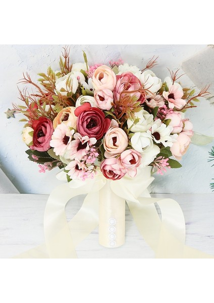 Göğüs Çiçeği D Gelin Nedime Düğün Buketi Ipek Kurdele Güller Yapay Çiçek Tutma Gelin Mariage Buket Düğün Aksesuarları Şekerleri (Yurt Dışından) fırsatları